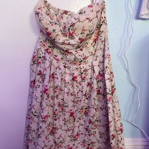 strapless floral mini dress